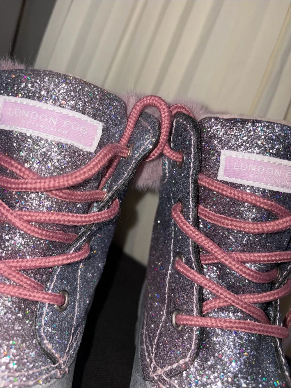 London Fog Girls Pink/Silver Glitter Winter Duck Boots - Size 3